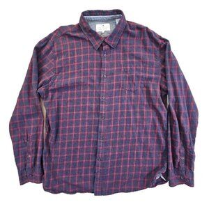 Thread & Cloth Flannel Shirt Women's XXL Navy & Red Long Sleeve Button Down EUC